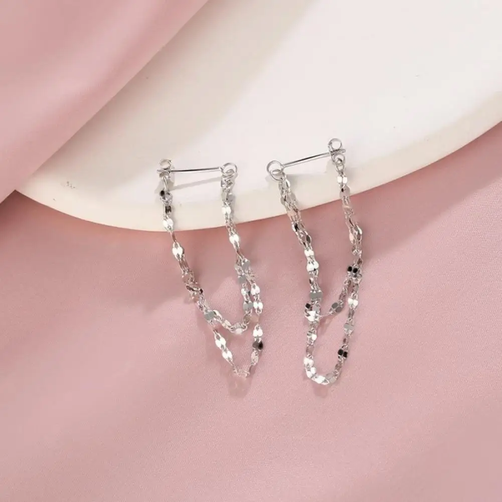 Dubbele kettingen lange kwast oorbellen voor vrouwen Koreaanse roestvrijstalen zirkoon hangende oorbel piercing sieraden