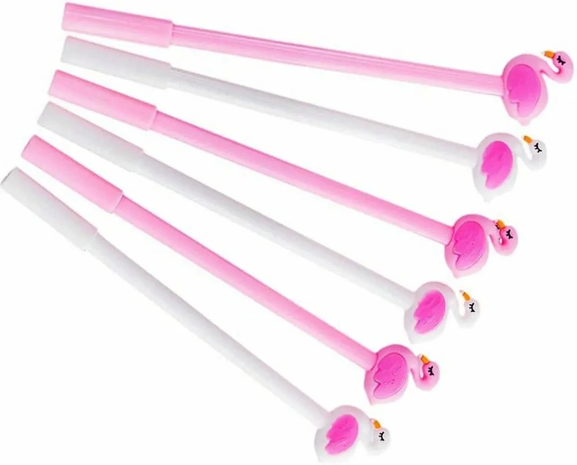 

12 шт. милая гелевая ручка Kawaii Swan с фламинго, инструменты для письма, шариковая ручка с черными чернилами, милый детский подарок на вечеринку, забавная школа