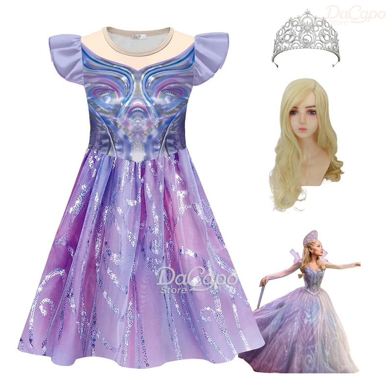 الشريرة 2 Glinda تأثيري الاطفال الفتيات الساحرات ازياء الملابس 2025 فيلم حفلة لعب الأدوار الأميرة يتوهم تيارا فستان الكرة ثوب #6