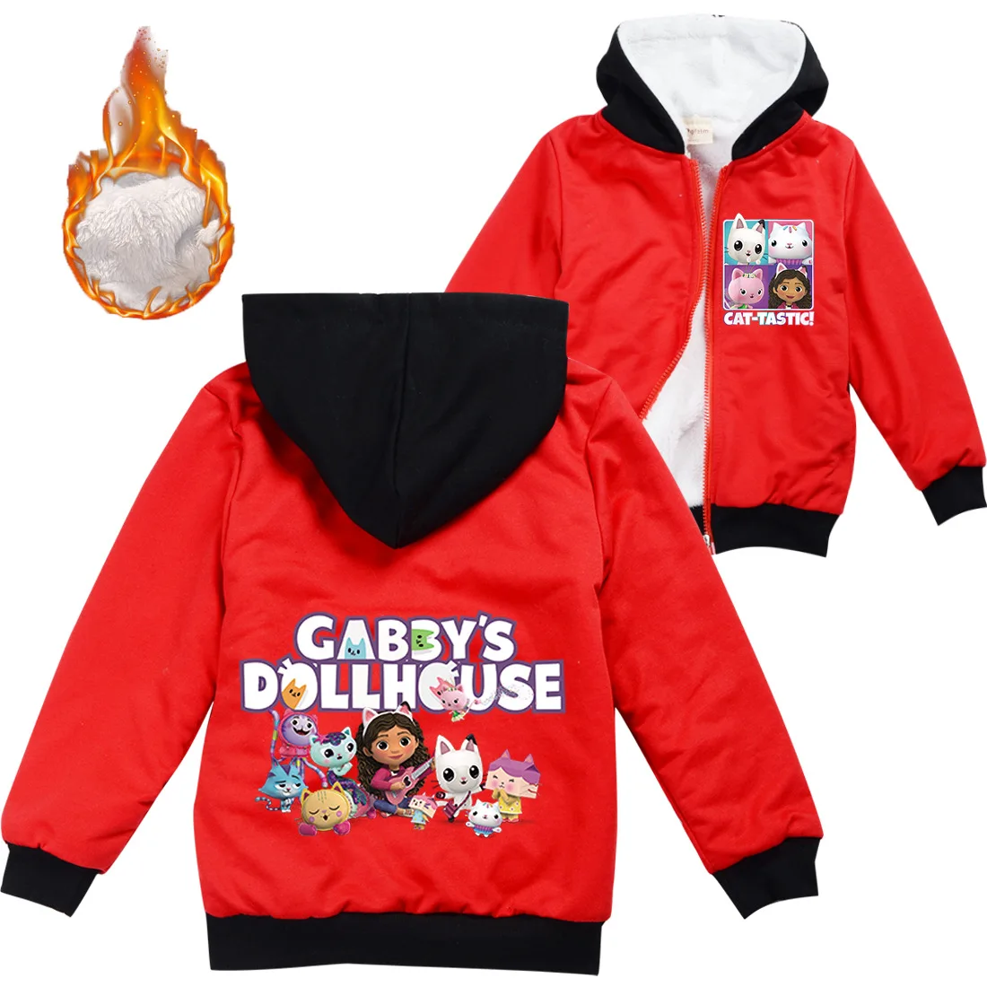 Gabbys Dollhouse Children Winter Jackets Girls Cotton Padded Kids Boy Jacket Warm Outerwear Autumn Casual Kids Coats Winter