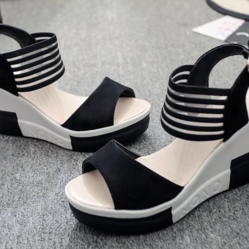 2023 New Fashion Wedge Women\'s Shoes Casual High Heels Fishbill Sandals Deluxe Sandals