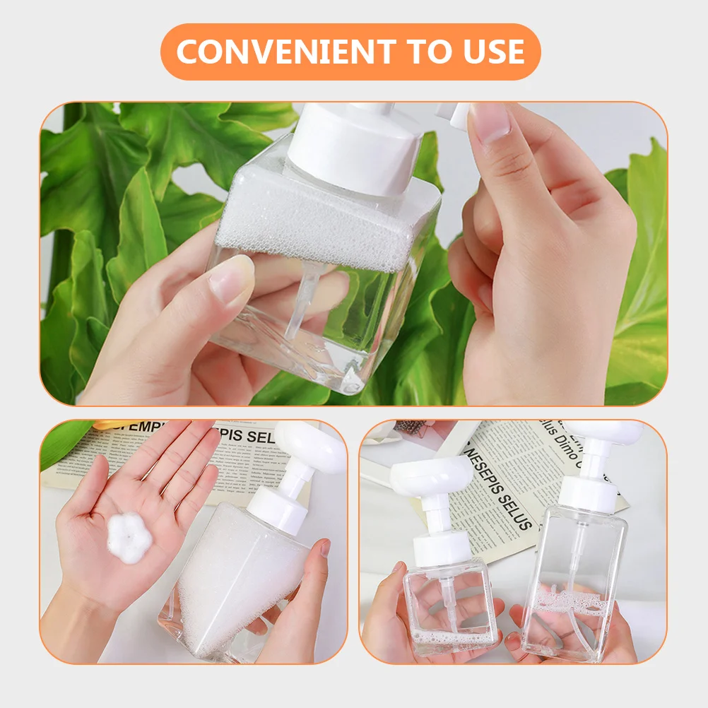 2Pcs Foam Soap Pump Bottles Refillable Bathroom Hand Dispenser Plastic Shampoo Lotion Container Travel Foaming Tepg Mousse Home