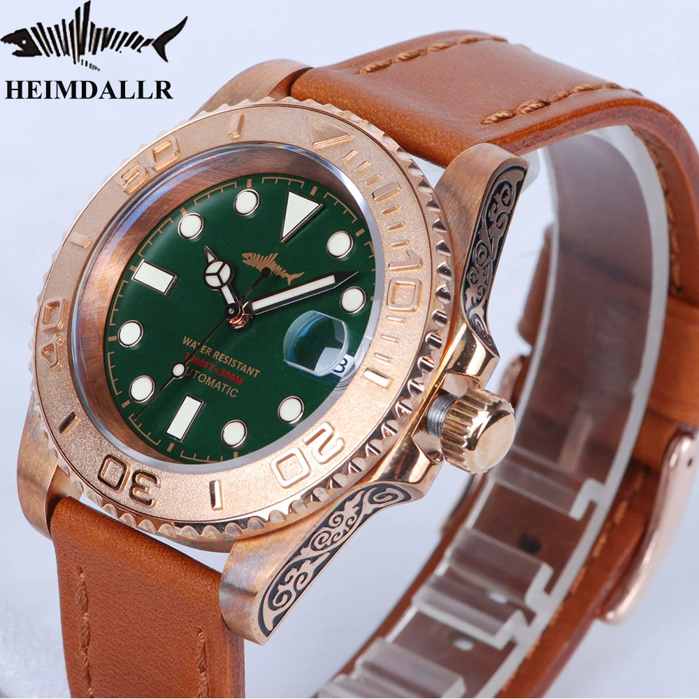 

Heimdallr Bronze Diving Watch Men Automatic 3C Luminous Dial Sapphire Crystal Bezel with Pattern Mechanical 300M Water Resistant