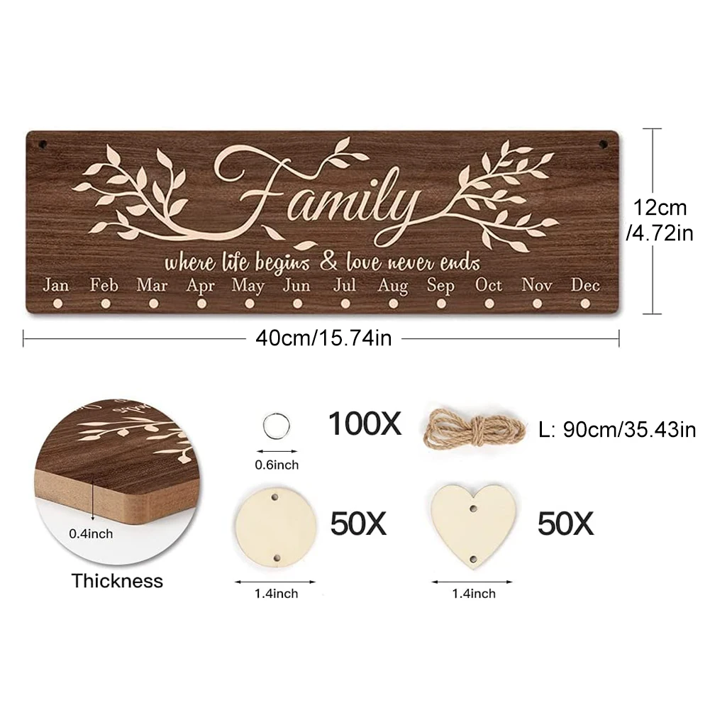 Mảng Bám Treo Vintage Gỗ Ký Tặng DIY Lịch Bảng Thẻ Nhà Trang Trí Sinh Nhật Kỷ Niệm Giáng Sinh Họ Nhắc Nhở