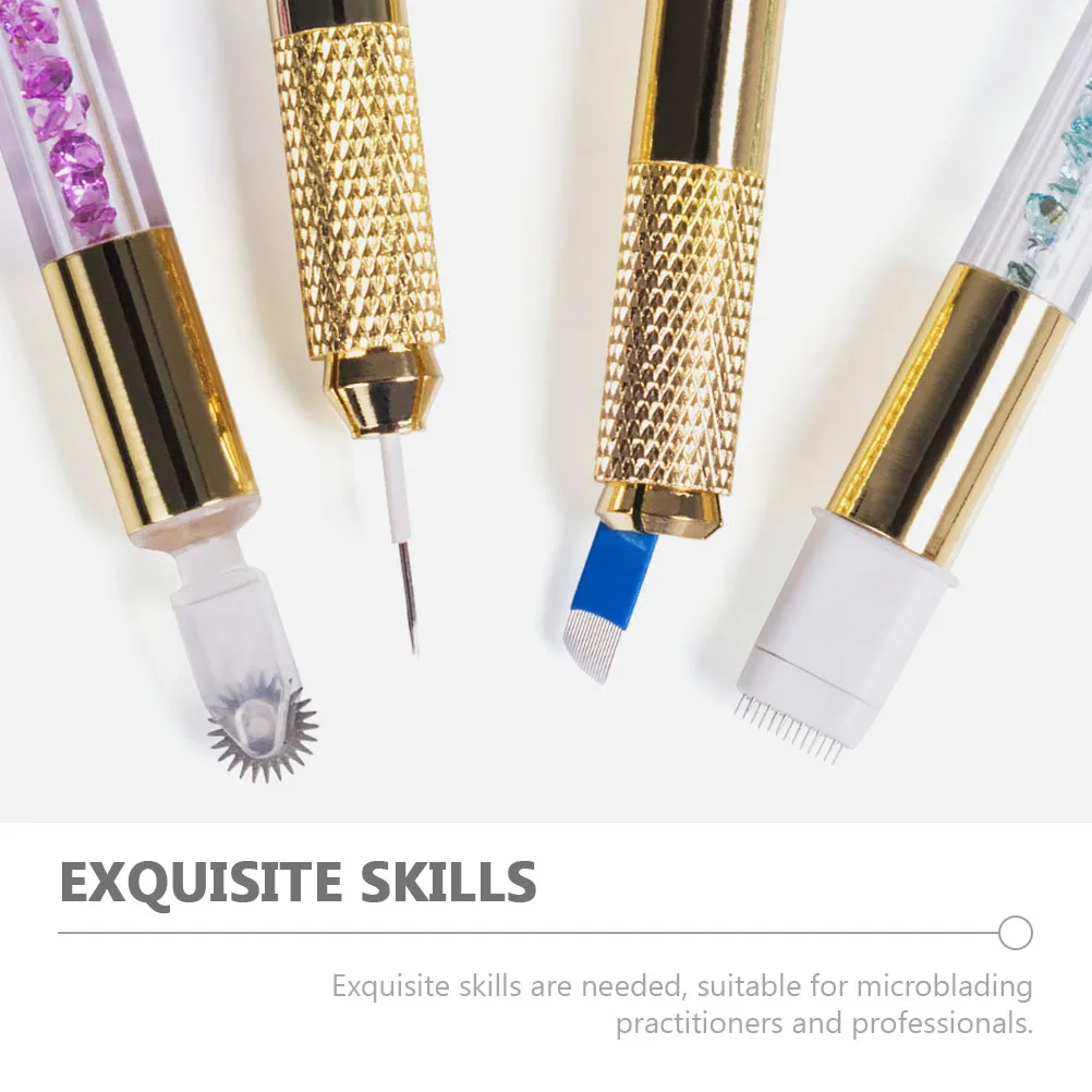 

Хрустальная ручка с двойным наконечником, ручка для микроблейдинга, ручка с двойной головкой, держатель иглы для татуировки для профессионалов