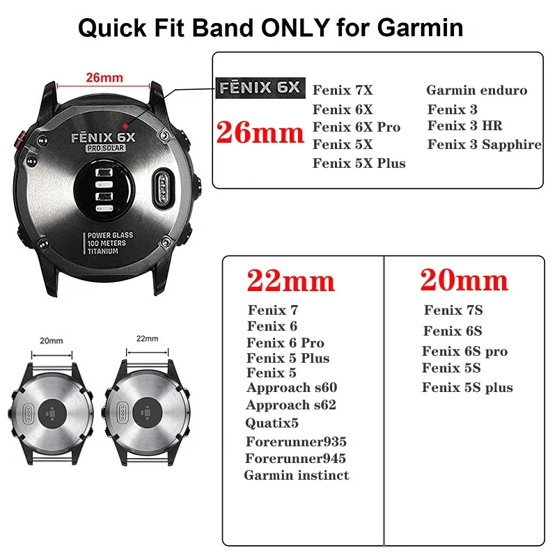 Силиконовый ремешок для Garmin Fenix 7 Pro Fenix 7X Pro 6X 6 5X Epix Pro 51 мм 47 мм Enduro 2 Tactical x 7 Pro Quickfit 26 мм 22 мм