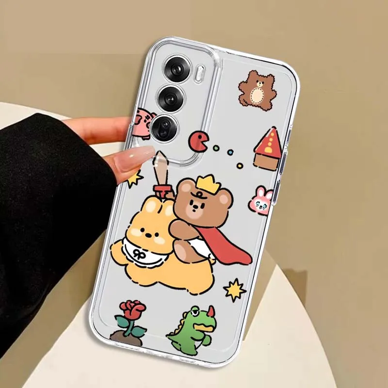 Cat Cute Dog Cartoon For OPPO A11 A16 A55 A56 A57 A72 A52 A73 A74 A54 A76 A78 Find X5 X6 X7 Ultra Pro 5G Transparent Phone Case view 2