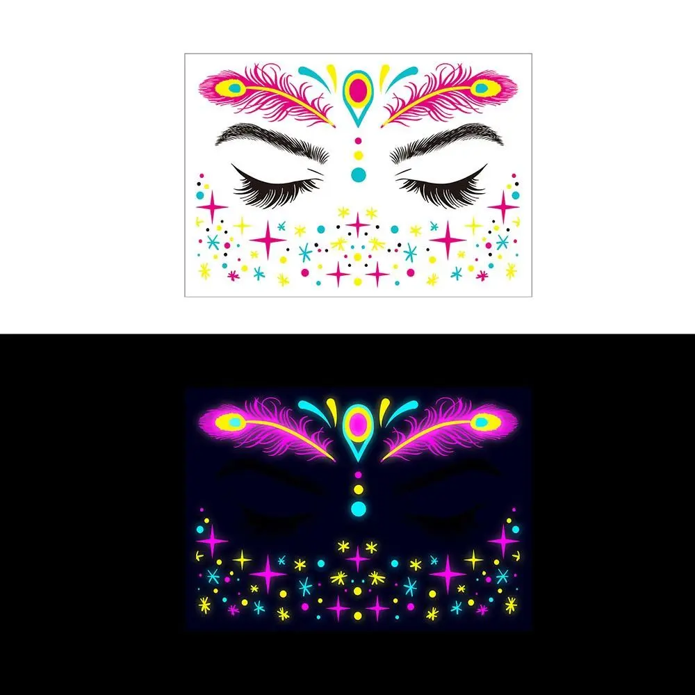

New Face Stickers Waterproof Fluorescent Decorations Stickers Temporary Luminous Glowing Tattoos Masquerade