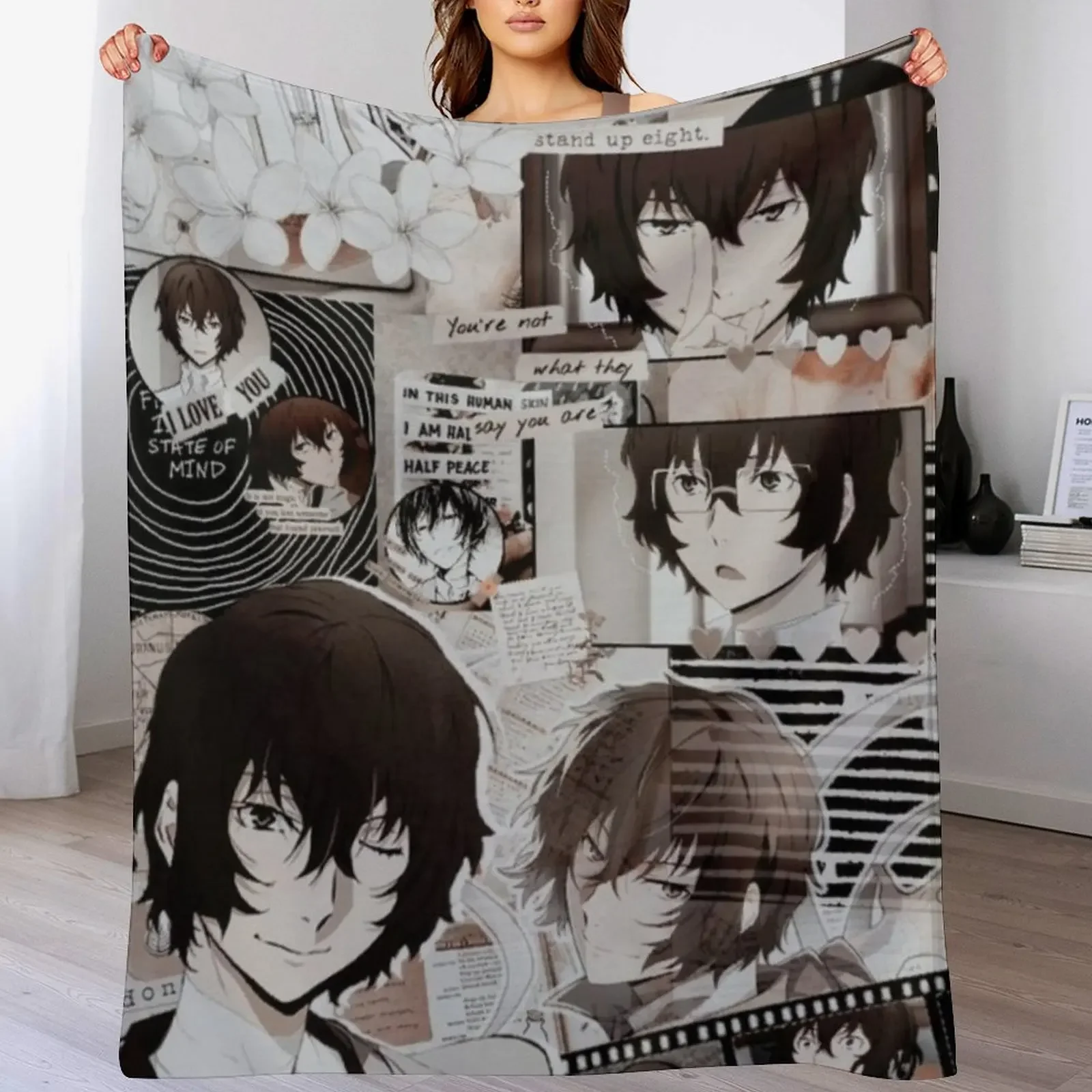 

Dazai Aesthetic Throw Blanket Winter beds Warm Plaid on the sofa Sleeping Bag Blankets