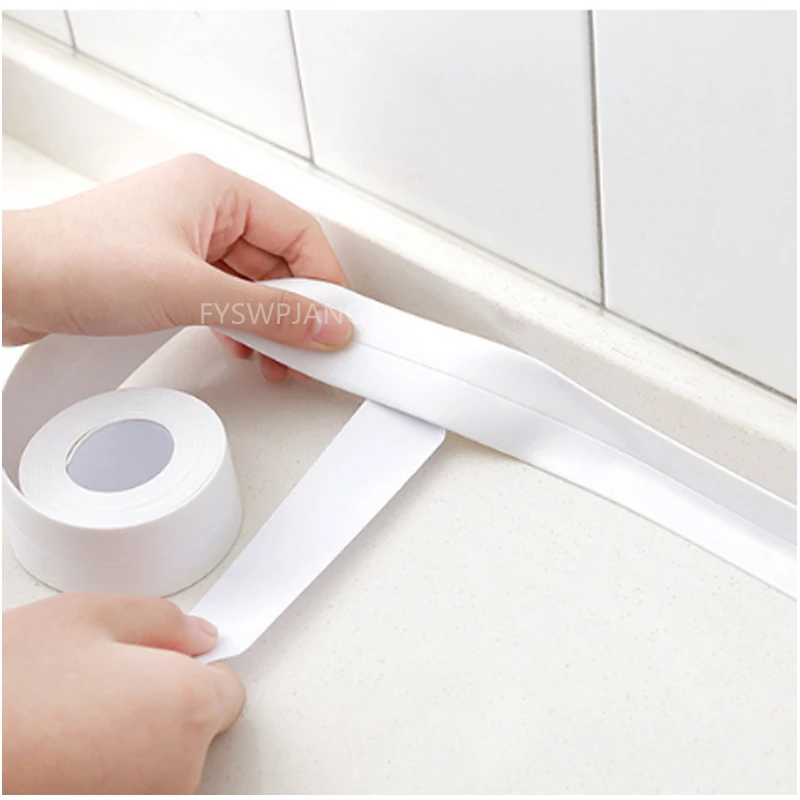 Waterproof Anti-mildew Sealing Tape Bathroom Bathtub White PVC Self-adhesive Sealing Strip Kitchen Sink Door Window Seam Sticker