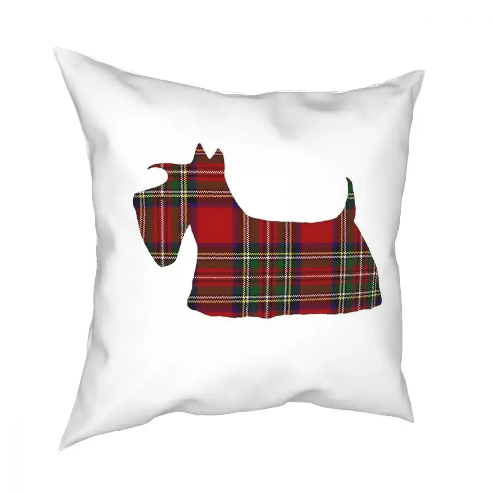 Tartan Scottie Dog Throw Pillow Cover Cushions for Sofa Scottish Terrier Funny Pillowcase