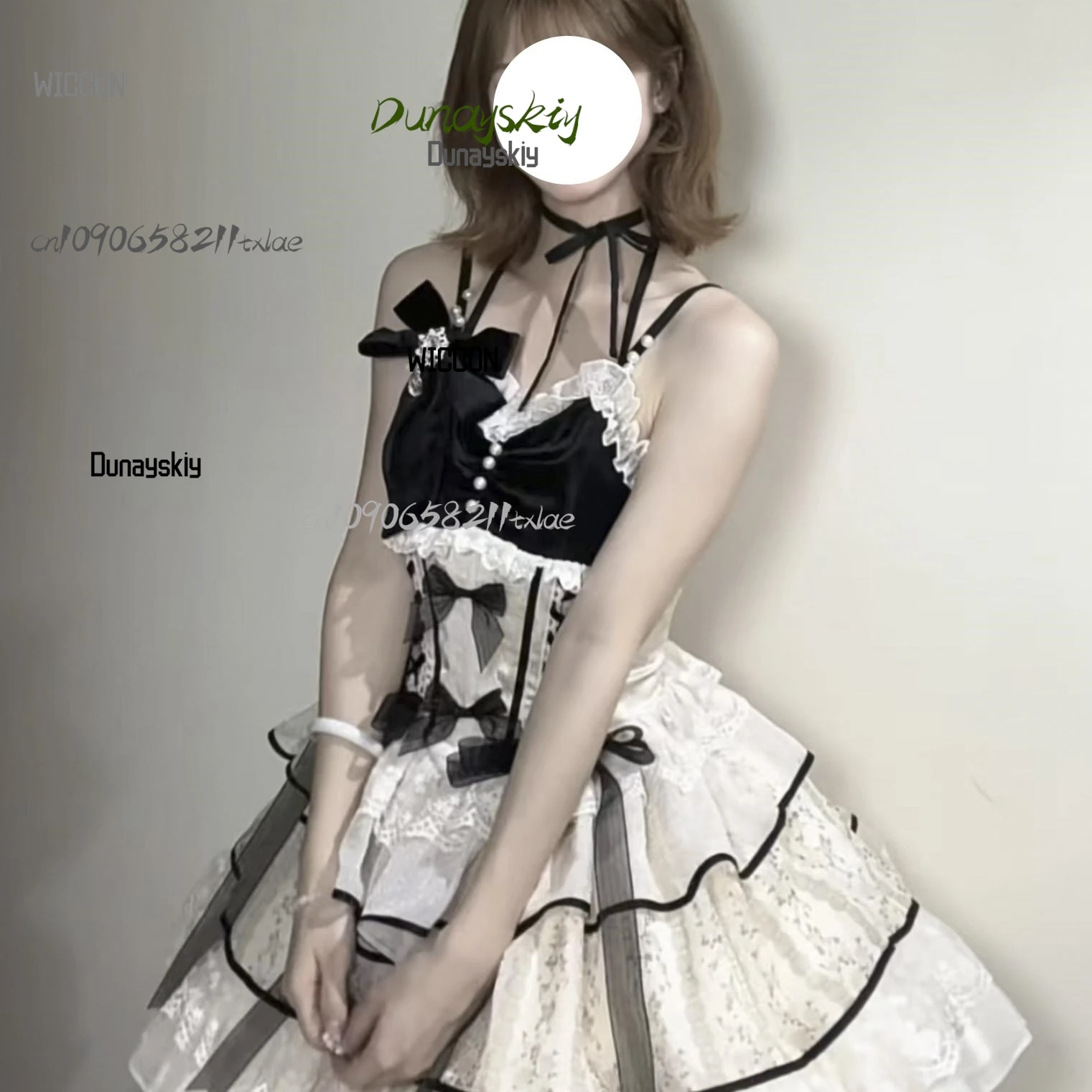 Elegantes Kawaii Prinzessin Lolita Kleid Cosplay Kostüm Gyrai Kei Sanftes exquisites Gothic Halloween Sommer Party Cosplay Kleid