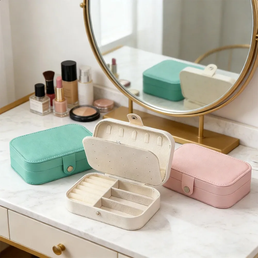

Multi Compartment Travel Jewelry Storage Case Pink Velvet Lining Portable Organizer For Daily Jewelry Accessories
