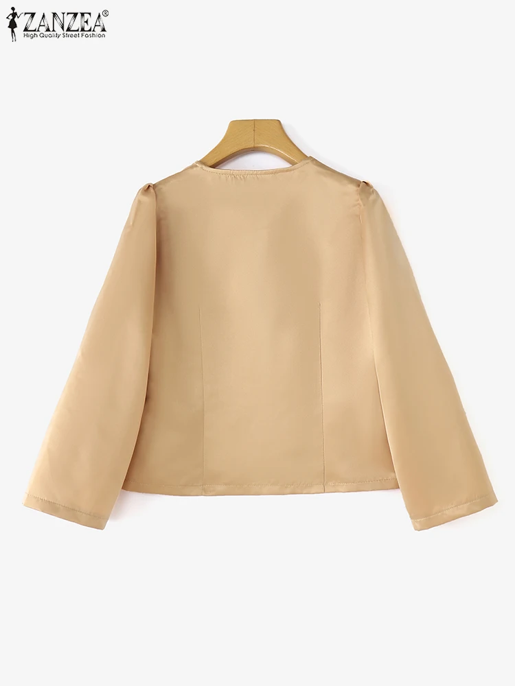 2025 Spring Shirts Women Vintage Chinese Style Tops ZANZEA Fashion Three Quarter Sleeve Tunic Casual V-Neck Buttons Blusas