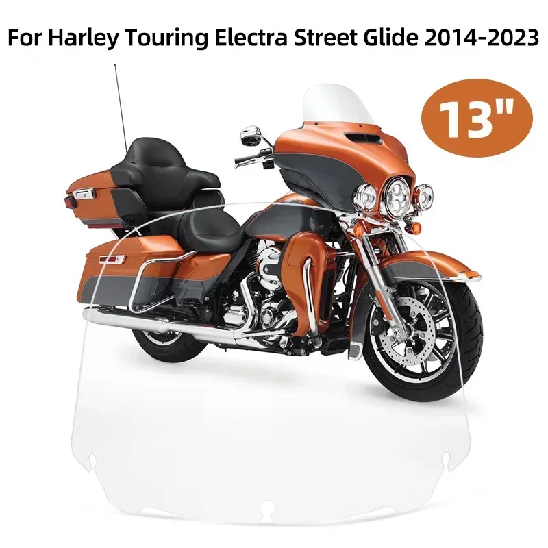 Motorcycle 13 Inch Transparent Windshield Windscreen Case For Harley Touring Street Glide Electra Glide Classic FLHX 2014-up