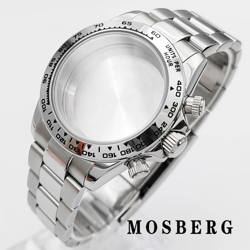 حافظة ساعة VK63 39 ملم فضية/ذهبية مع حزام من الفولاذ المقاوم للصدأ الصلب لساعات VK63 أجزاء ملحقات الحركة الأوتوماتيكية