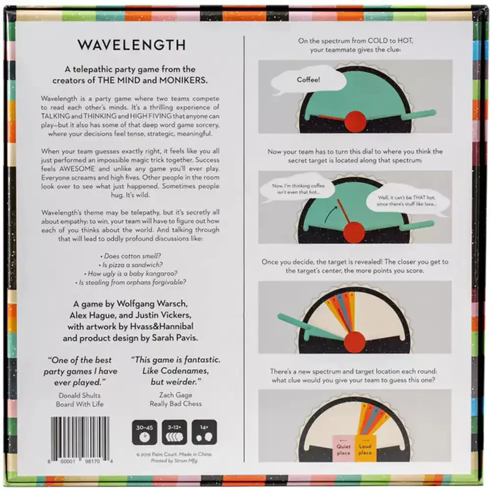 Wavelength Telepathic Party Card Game Read Minds for 2-12 Players Ages 14+ from CMYK  Board game