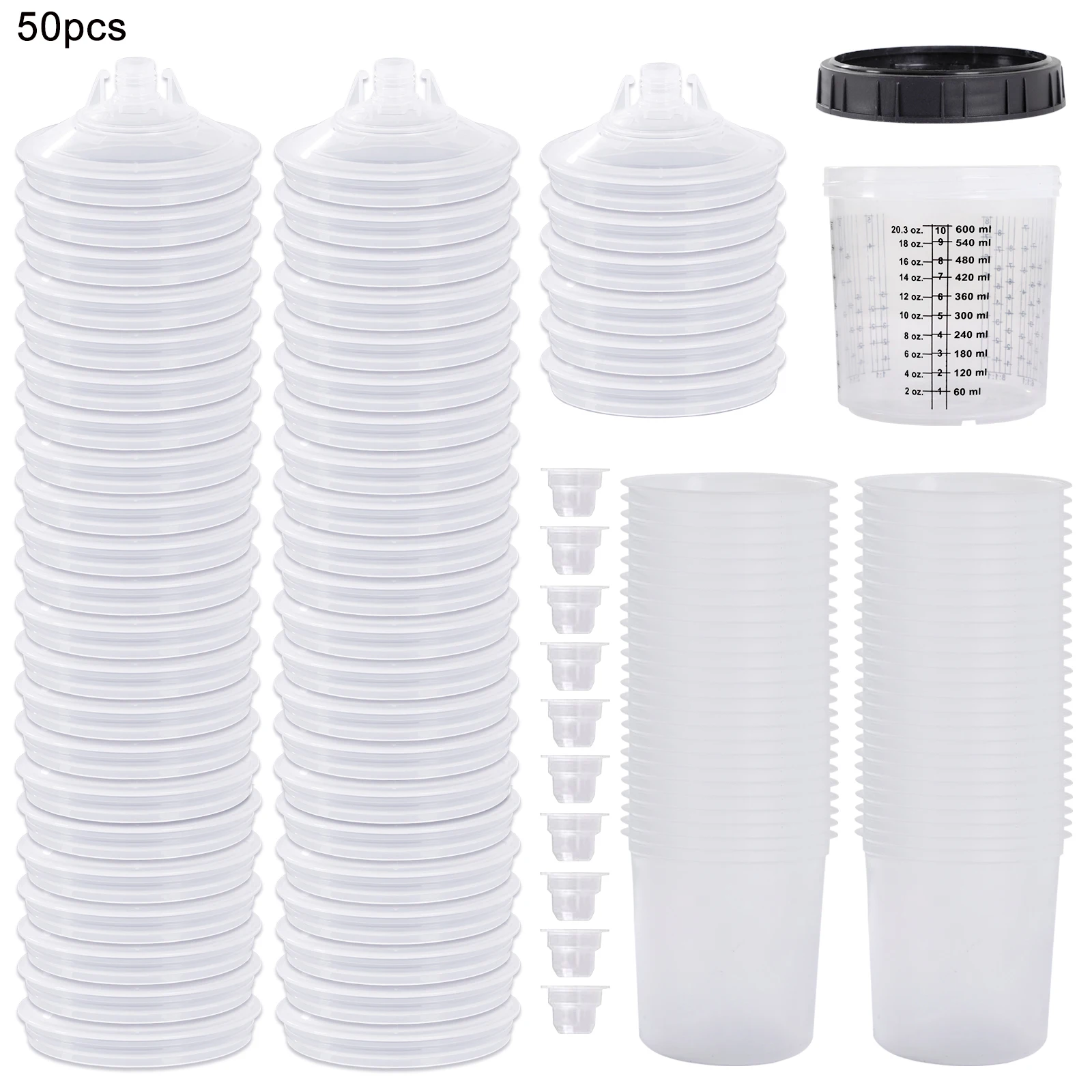50Pcs/Set Spray Gun Paint Mixing Cup H/O Quick Cup Spray Gun Tank 600/800ML Disposable Paint Cup