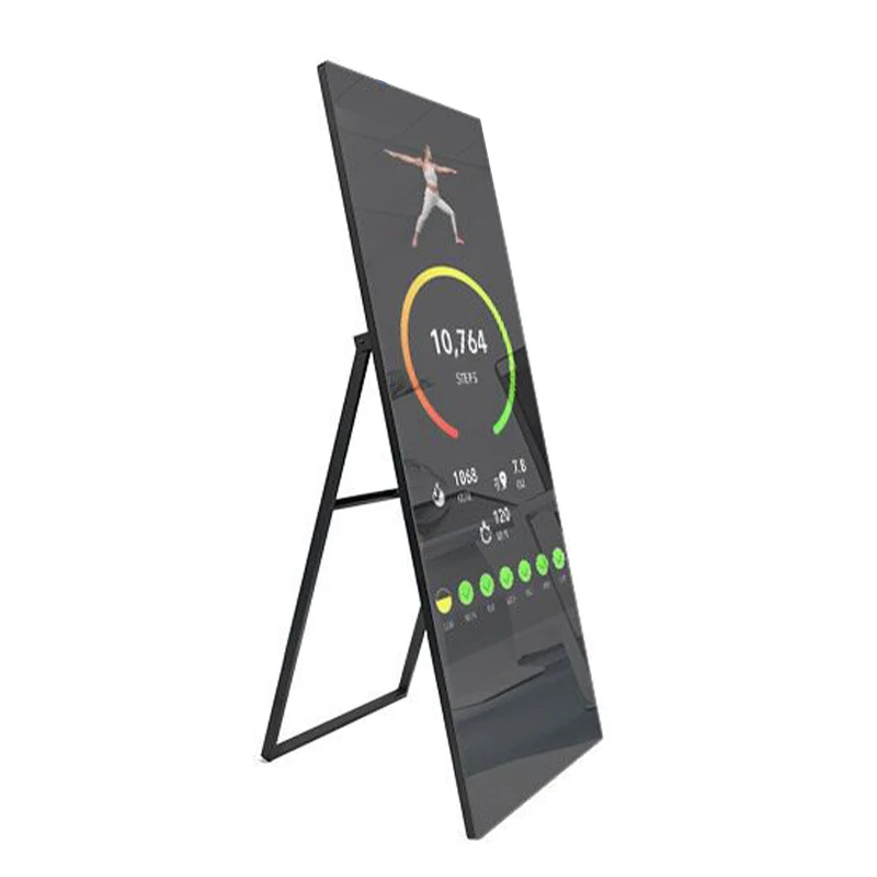 Smart Fitness Mirror Interactive Touch Panel Floor Standing Android Wifi Lcd Advertising Screen Home Gym Workout Digital Display