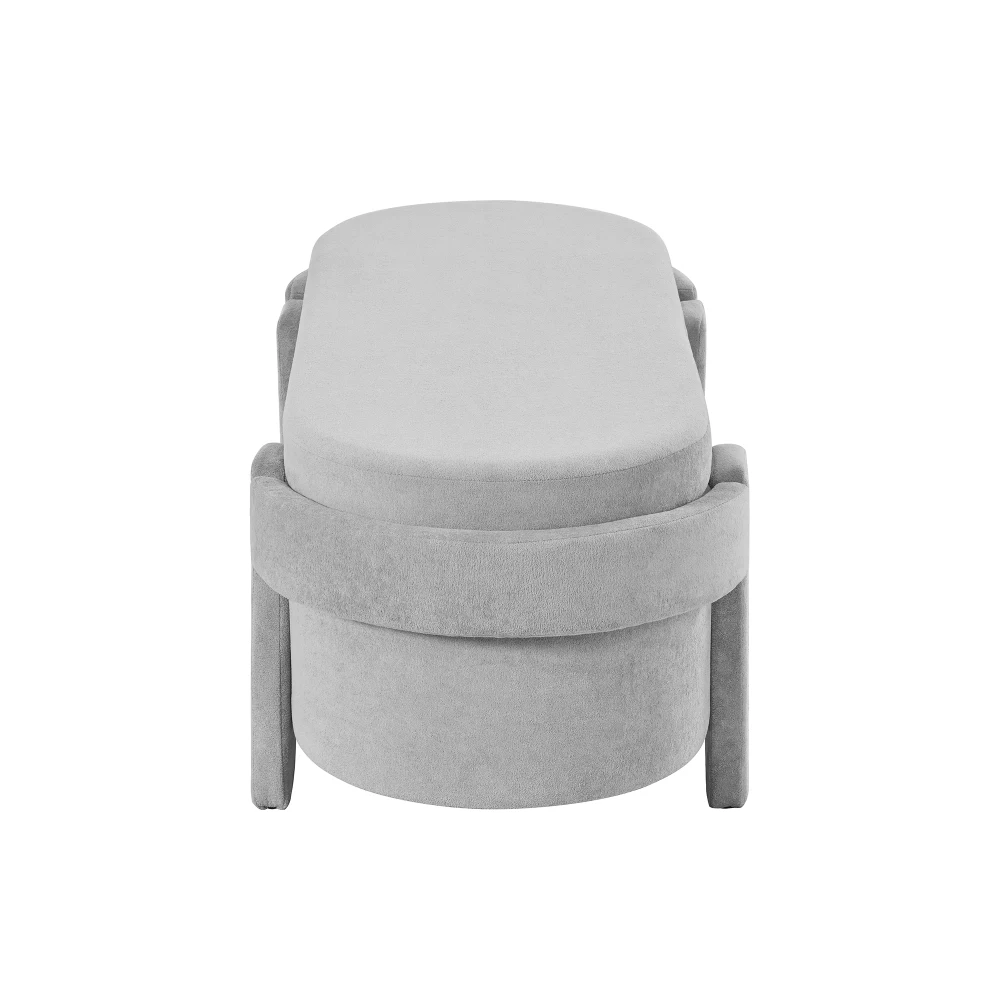 PINGGO Graue Gepolsterte Aufbewahrungsbank mit Deckel 121,5x49x44,5cm Fleece-Sitzbox für Wohnzimmer Schlafzimmer – Detail 17