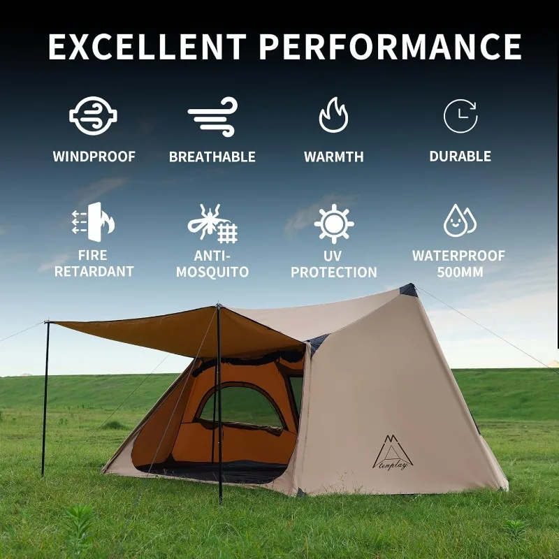 Waterproof 500mm,Camping Tent,1-2Person Backpacking Tent,Double Door&Window,Stove Jack