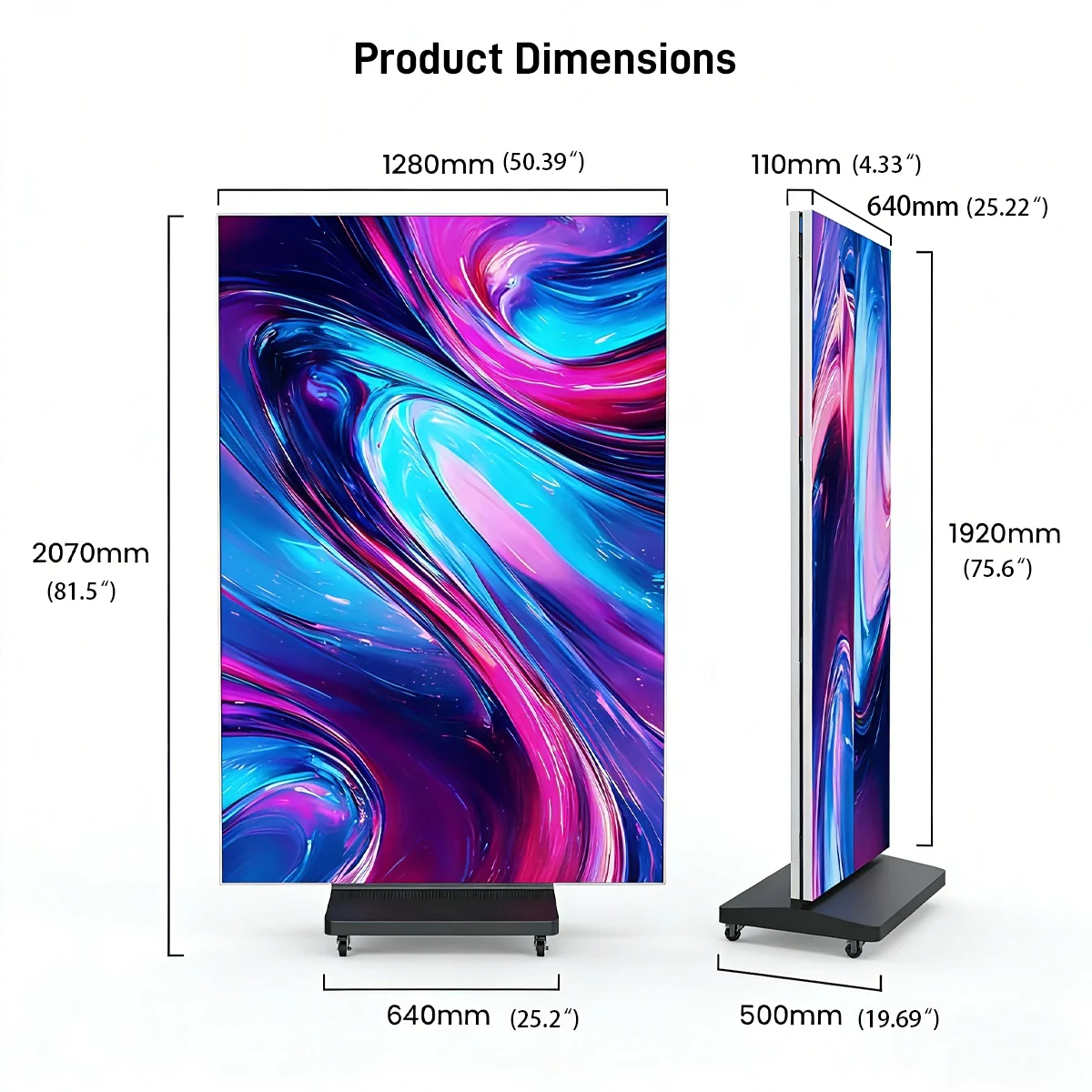 GOB LED Advertising Digital Poster Screen P2.5/P2 Custom Indoor Movable Tri-Fold Elevator Factory Price