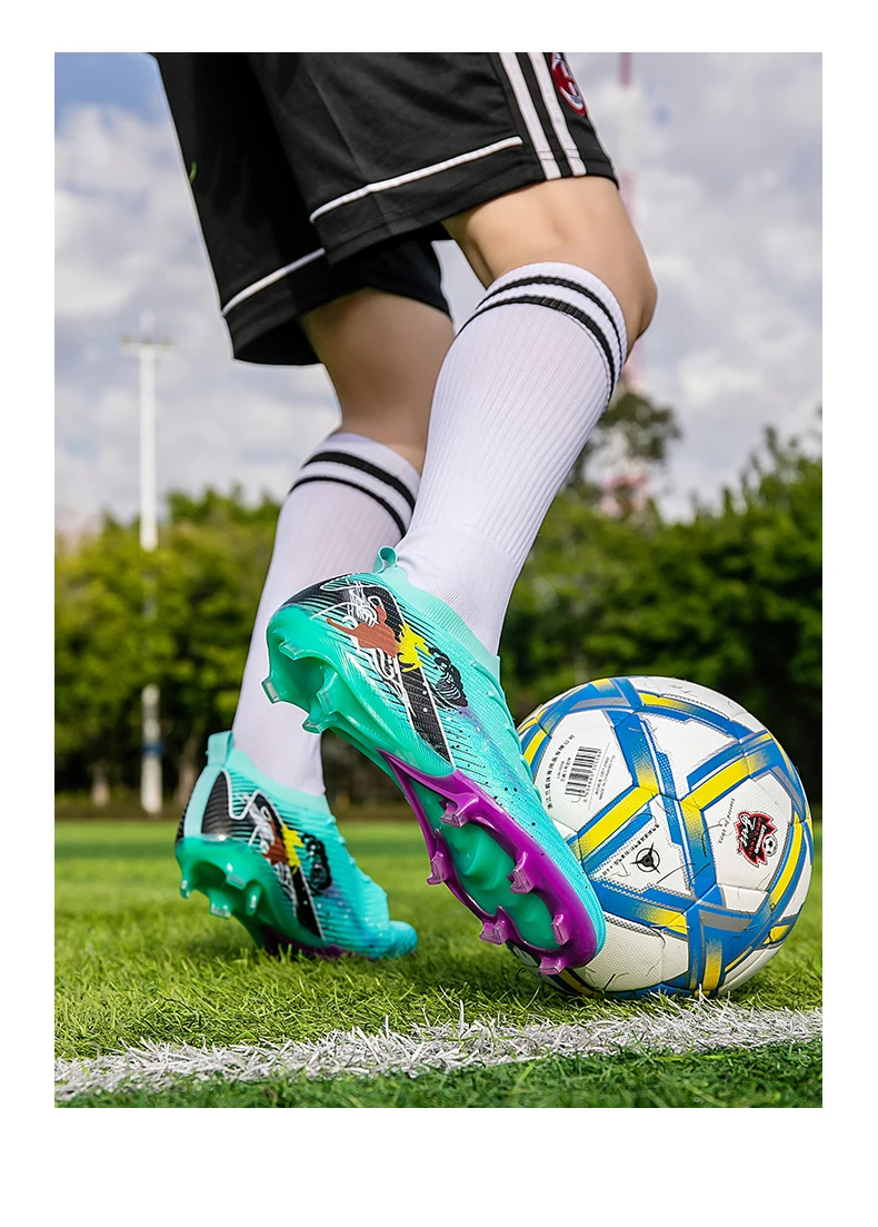 Neue Herren-Fußballschuhe, rutschfeste Trainingsschuhe, Fußballschuhe mit langen Stollen, ultraleichte Fußballschuhe FG für draußen, Dropshipping – Detail 19