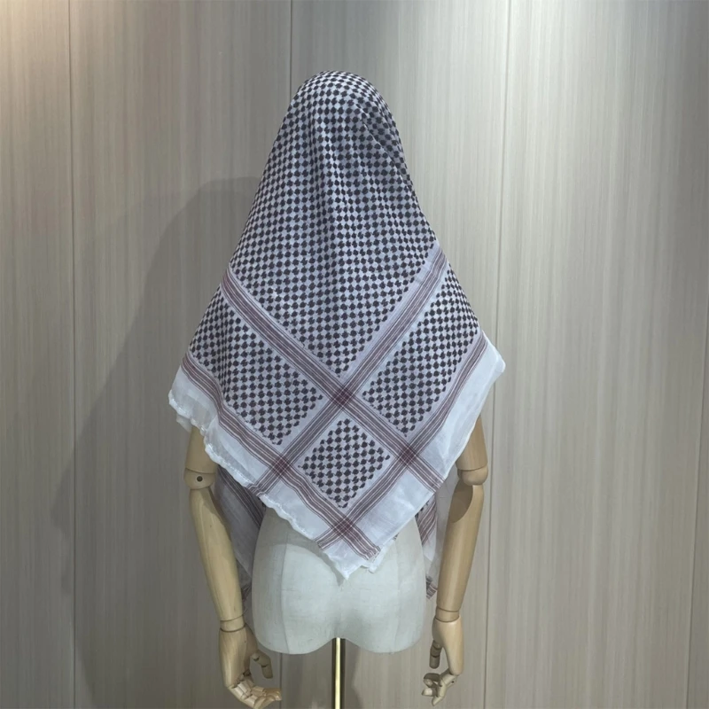 Fringed Shemagh Scarf Arab Shawl for Male Muslims Lightweight Arabian Headwrap Casual Desert Neckscarf