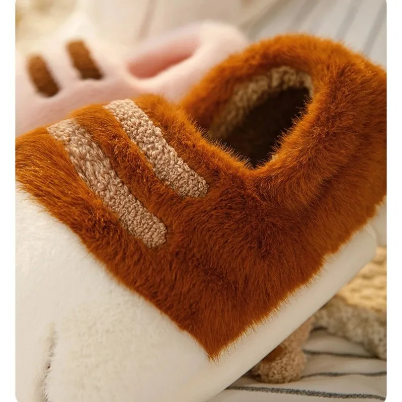 Home Fuzzy Slipper Women Winter Warm Cat Paw Claw Fur Plush Indoor Lazy Female Thermal Furry House Shoe Funny Flat flip flop view 5