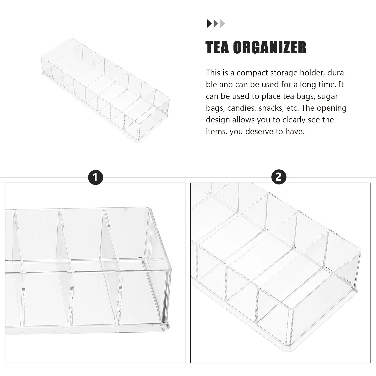 

Transparent Tea Bag Organizer High-Grade Coffee Organizer Multi-Function Desktop Tea Holder for Sugar Bags Sundries