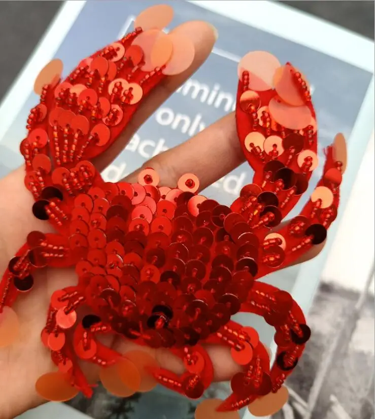 1 sztuk Rhinestone krab zroszony łatka do szycia odzieży na aplikacja z koralików koszula buty torby odzież DIY naszywki dekoracyjne