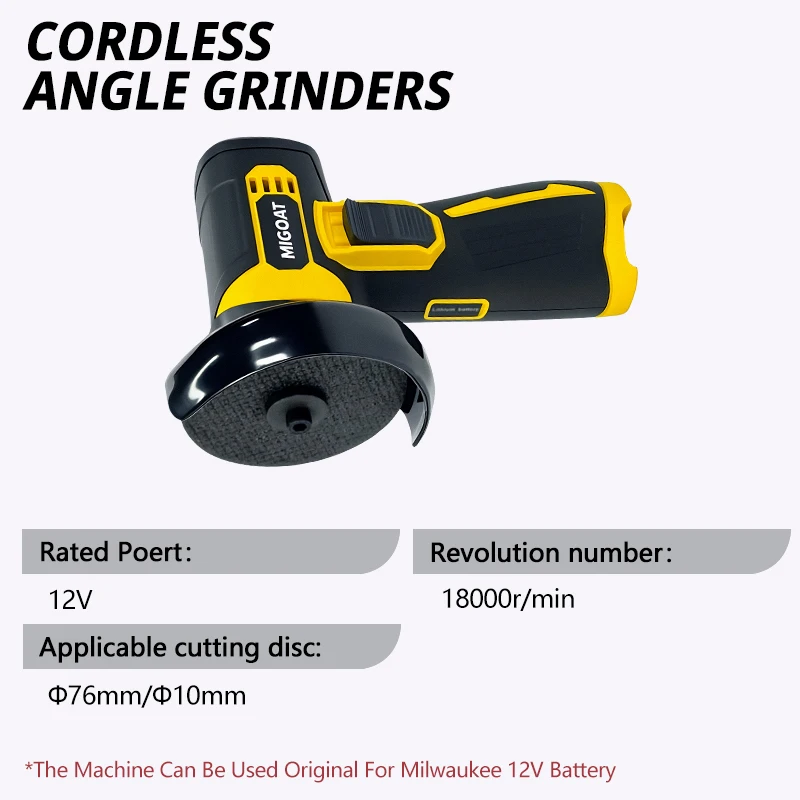 MIGOAT 12V Compact Cordless Grinder 18000RPM Multi-Function Tool , Metal Polishing and Small Space Work, For 12V Battery