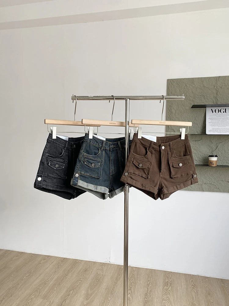 2025年秋新作 韓国風ファッション シックなカーリング加工 カウボーイショーツ レディース ハイウエスト 多用途 Aライン ワイドレッグショーツ