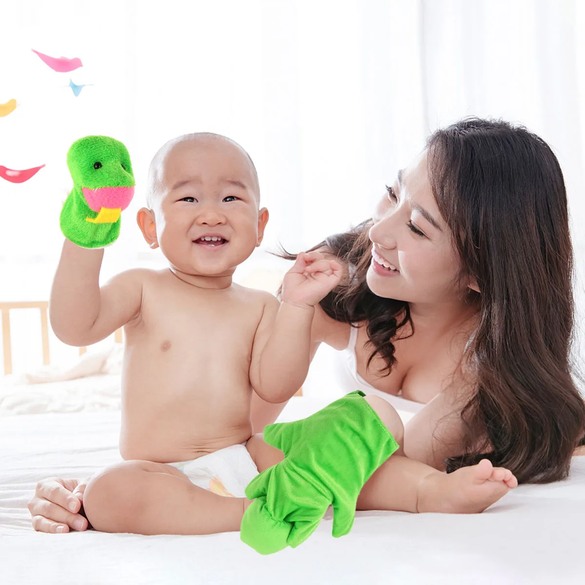 2 PCS Snake Hand Puppet Lovely Finger Kids Toy Toys Animal Shaped Polyester Creative Education Plaything Baby