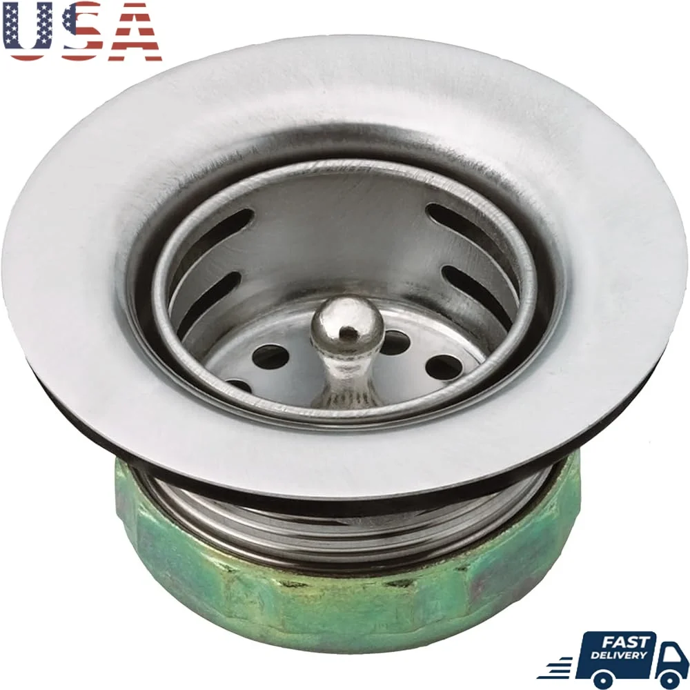 

Stainless Steel Sink Basket Strainer Drain Assembly 2 Inch Kitchen Drain Kit with Locking Nut Standard Sinks