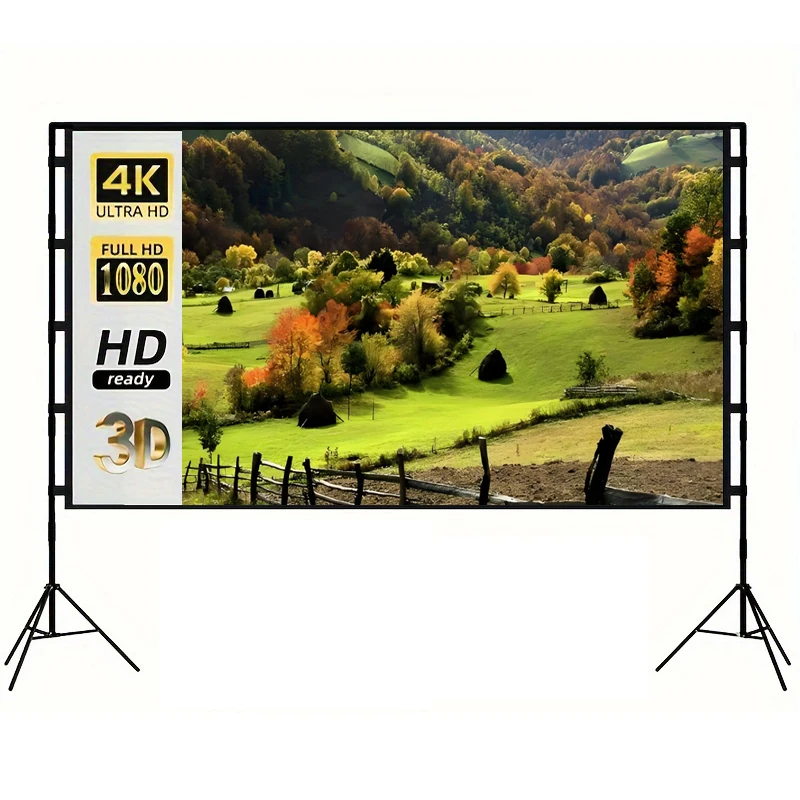 

Hot selling outdoor projection screen. 120 inch double triangular bracket projection screen. Camping projection is essential.