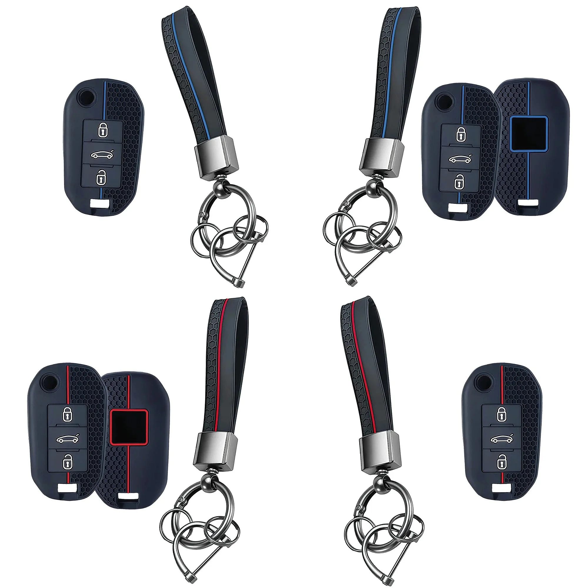 3 Buttons Waterproof Silicone Remote Key Cover For Peugeot 508 301 2008 3008 408 Citroen C3 C4 C4L C4 CACTUS C5 Protective Shell