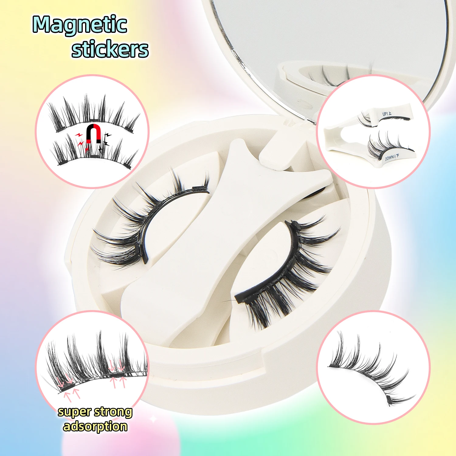 1 Pairs الرموش المغناطيسية ثلاثية الأبعاد اليدوية جلدة قابلة لإعادة الاستخدام الرموش الصناعية مجموعة الطبيعية طويلة وهمية رمش ماكياج الملقط أداة #3