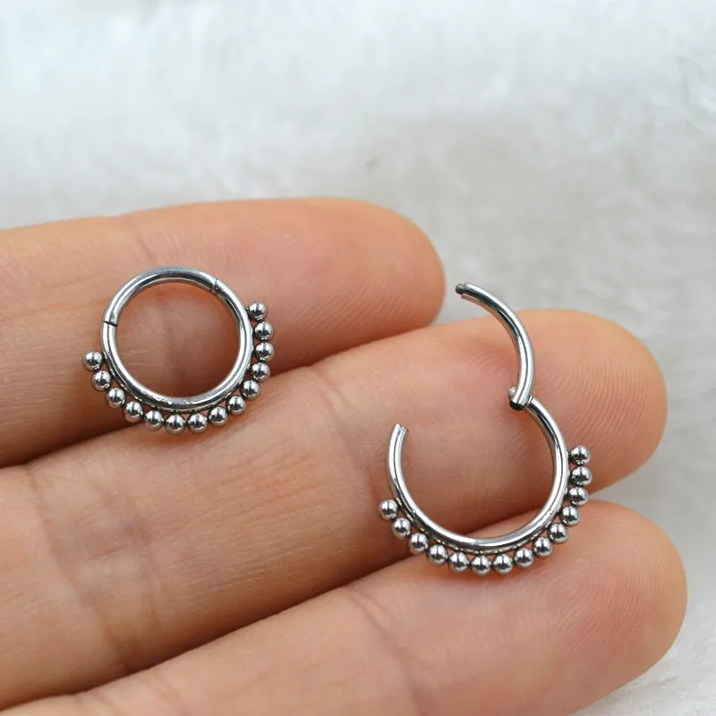 50pcs 316L Surgical Steel Balls Hinged Seamless Nose Septum Clicker Ear Helix Cartilage Tragus 16G Basic Hoop Ring Body Piercing