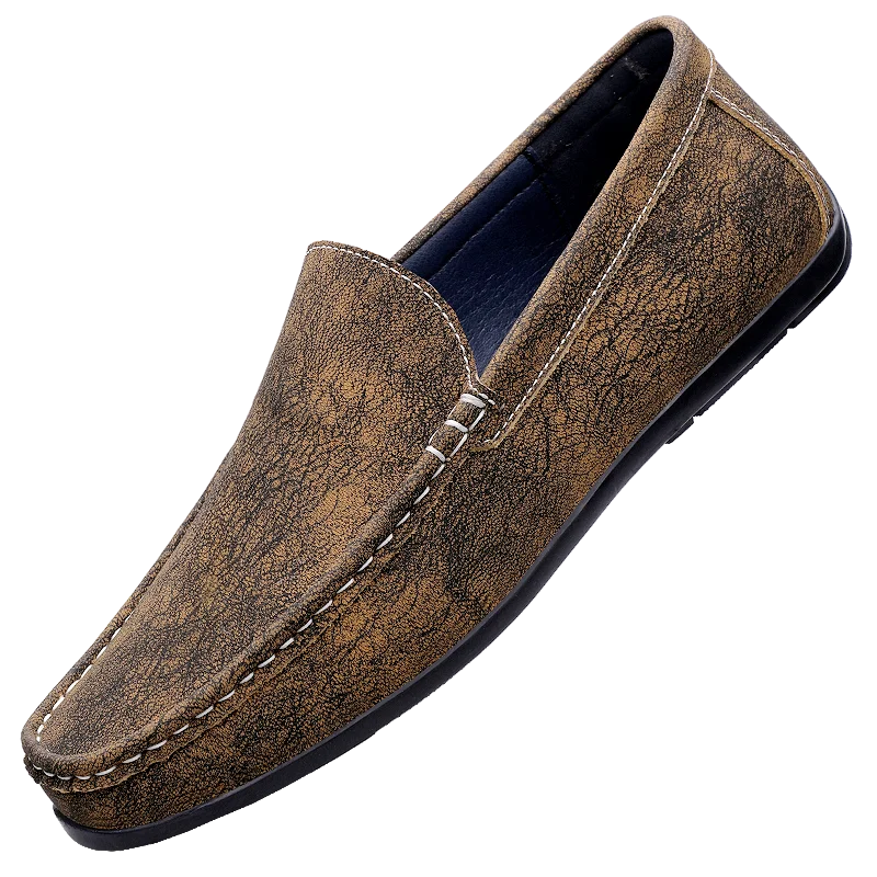 

Мужские кожаные лоферы без шнурков, повседневные мокасины на плоской подошве, модные туфли для вождения, легко надеваемые.
