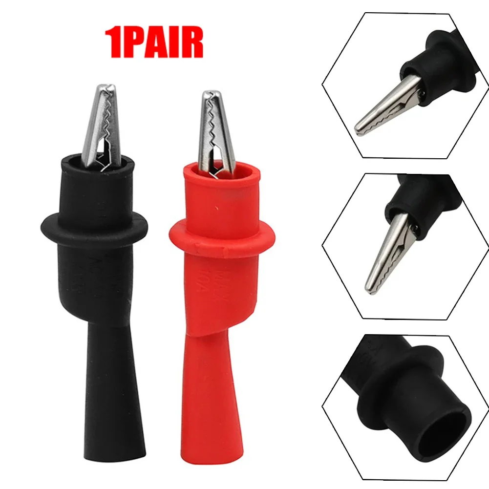 1Pair Wire Tips Alligator Crocodile Test Clip Clamp For Multimeter Tester Probe Red+Black For Multi-Meter Tester AC DC 10A 1000V