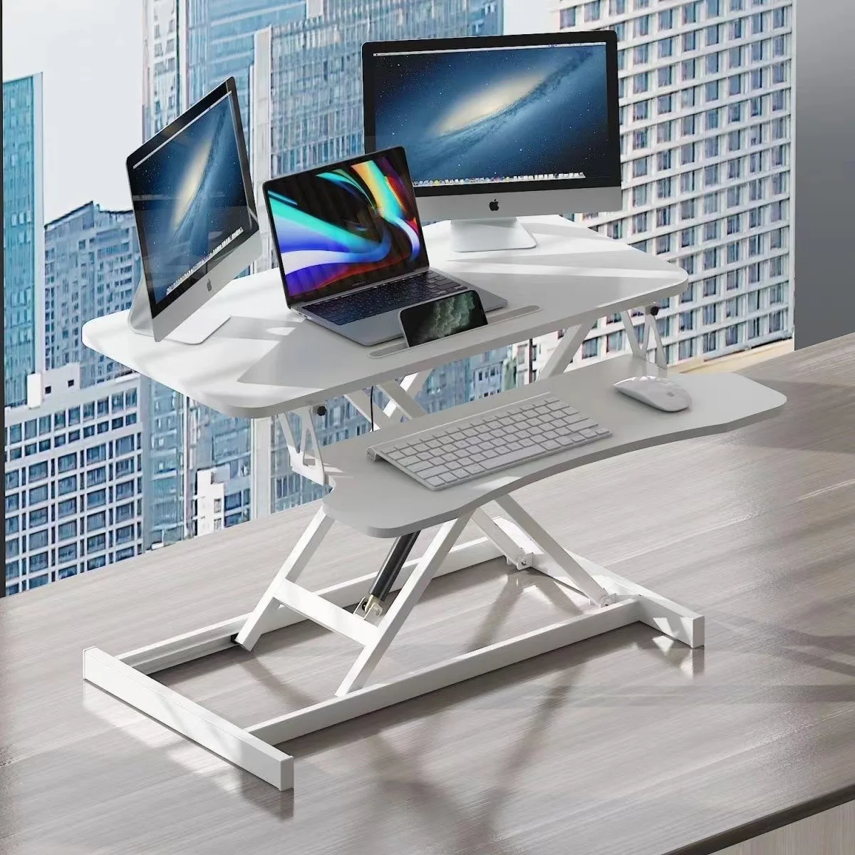 Adjustable Raising Rack Pneumatic Lifting Foldable Standing Notebook Desk