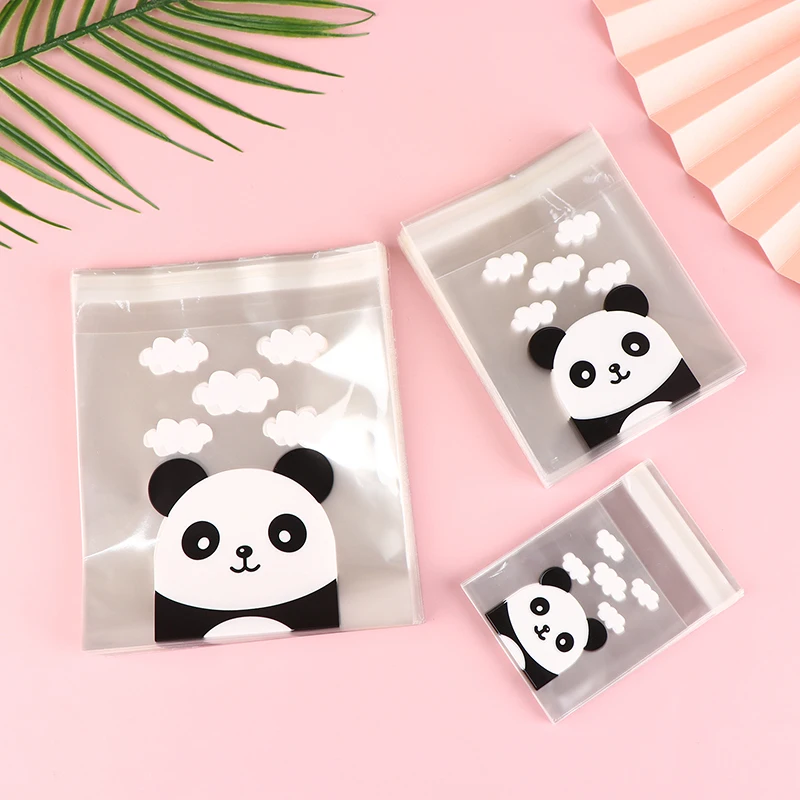 100Pcs/Pack Panda Decoration Self-adhesive Cookies Bag Wedding Candy Bags Transparent Biscuits Gift Bags Party Supplies