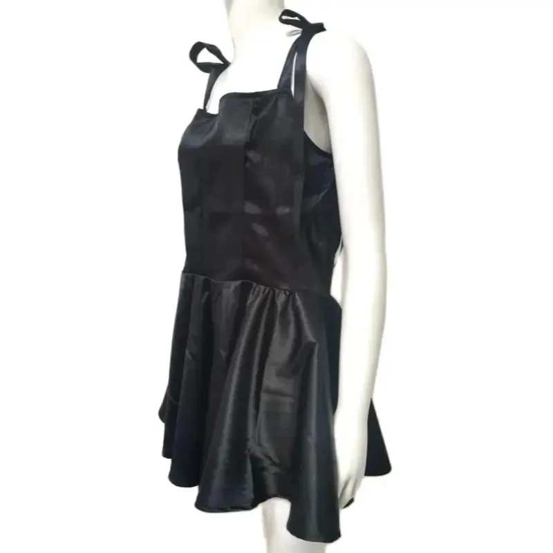 Black Glossy Satin Thin Shoulder Straps with Straps, Sleeveless Suspender Dress Can Be Customized in Multiple Colors