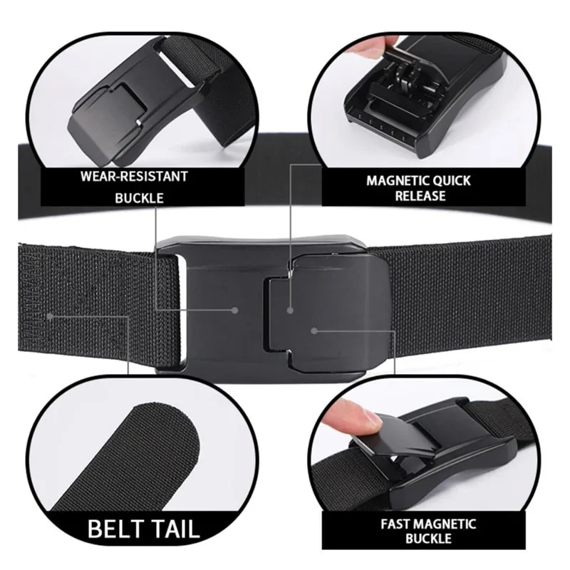 حزام مطاطي جديد للرجال أفضل حزام تكتيكي أسود سريع الإصدار بإبزيم معدني كامل من النايلون للجنسين حزام مطاطي حزام عمل