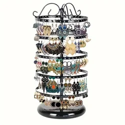 1pc 5 Tiers Metal Rotating Earring Holder Organizer, Jewelry Display Stand Necklace Rack Holder Gift For Woman Jewelry Organizer