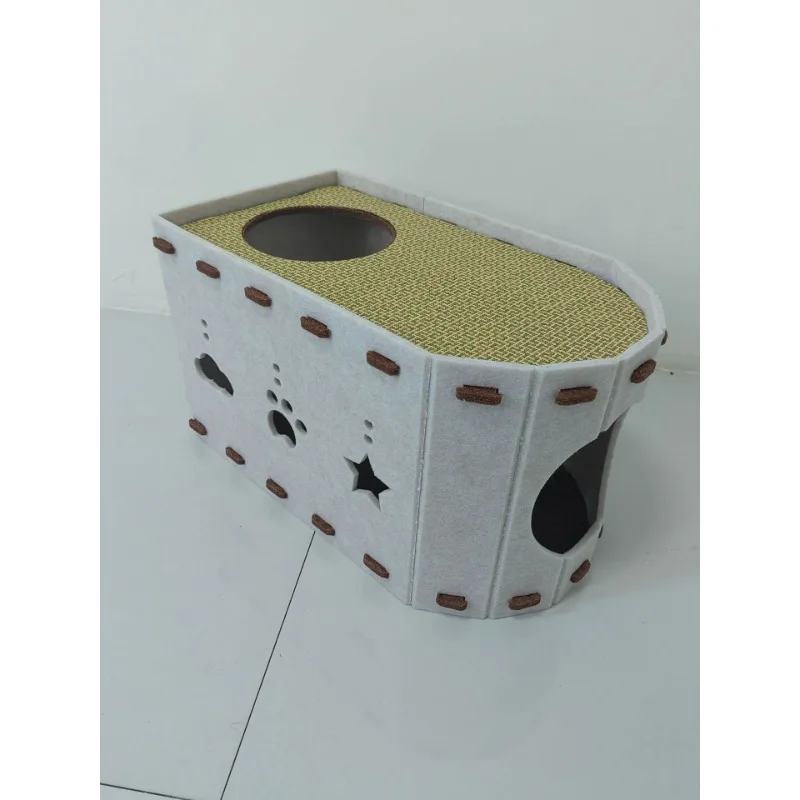 ورأى سرير للقطط القط خدش متكامل مقاومة للاهتراء وغير رقيقة بيت القطط طبقة مزدوجة سرير للقطط تبريد سرير الحيوانات الأليفة مريح