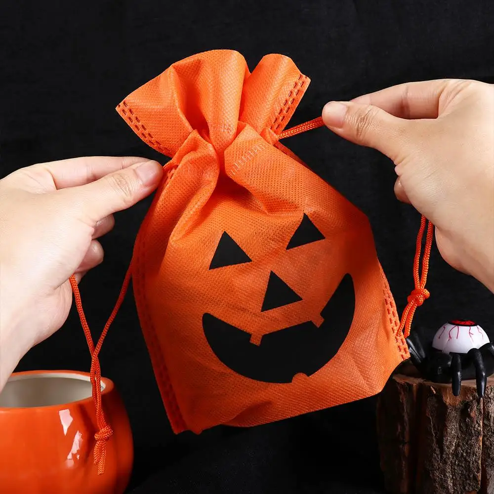 Handbag Halloween Candy Bag Packaging Coin Purse Large Capacity Pumpkin Gift Bag Black Orange Drawstring Storage Pouch