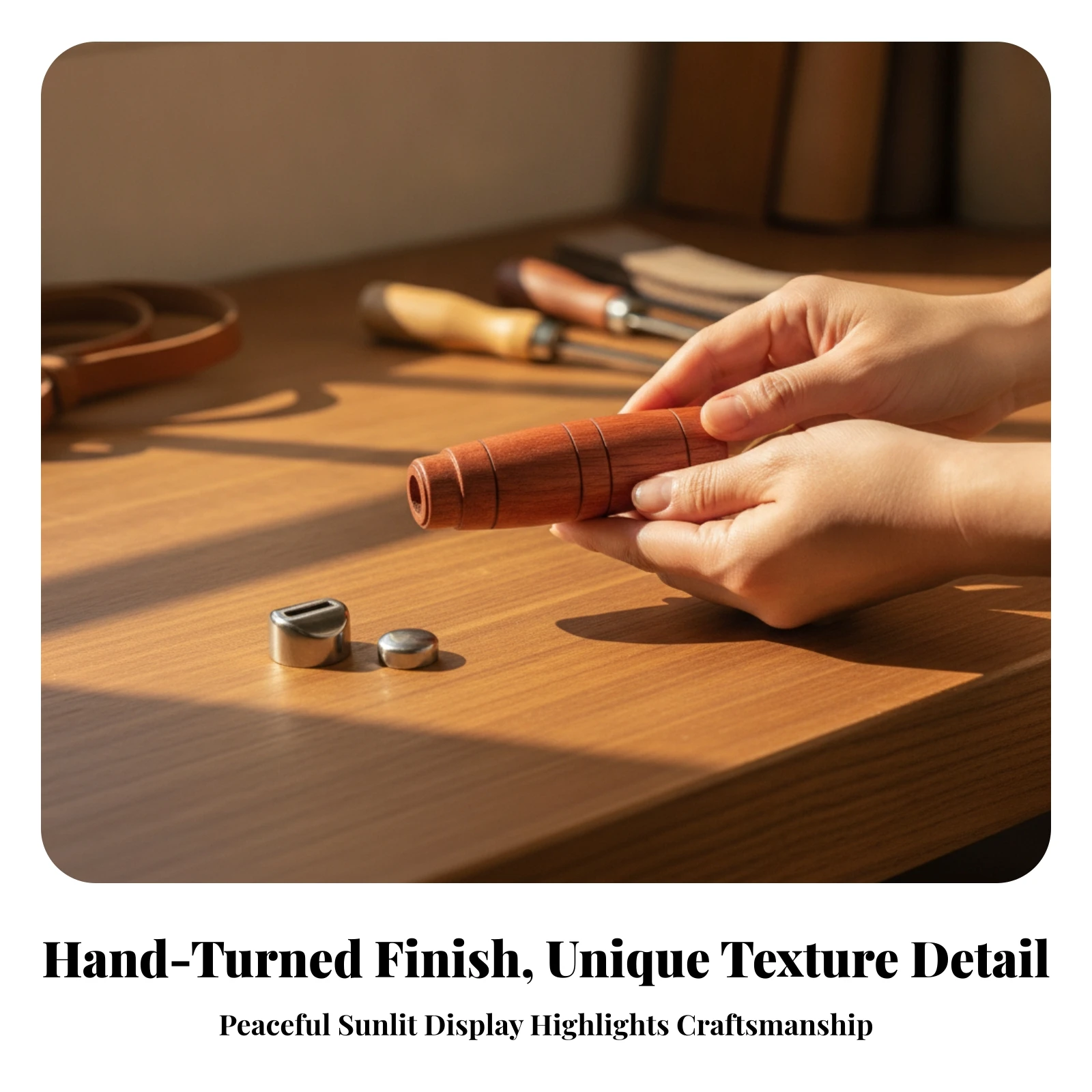 Wooden Blade Handle with Fittings Tapered Wooden Grip with Metal Fittings Chopper Handle Replacement Ergonomic Hardware Sturdy - view 5