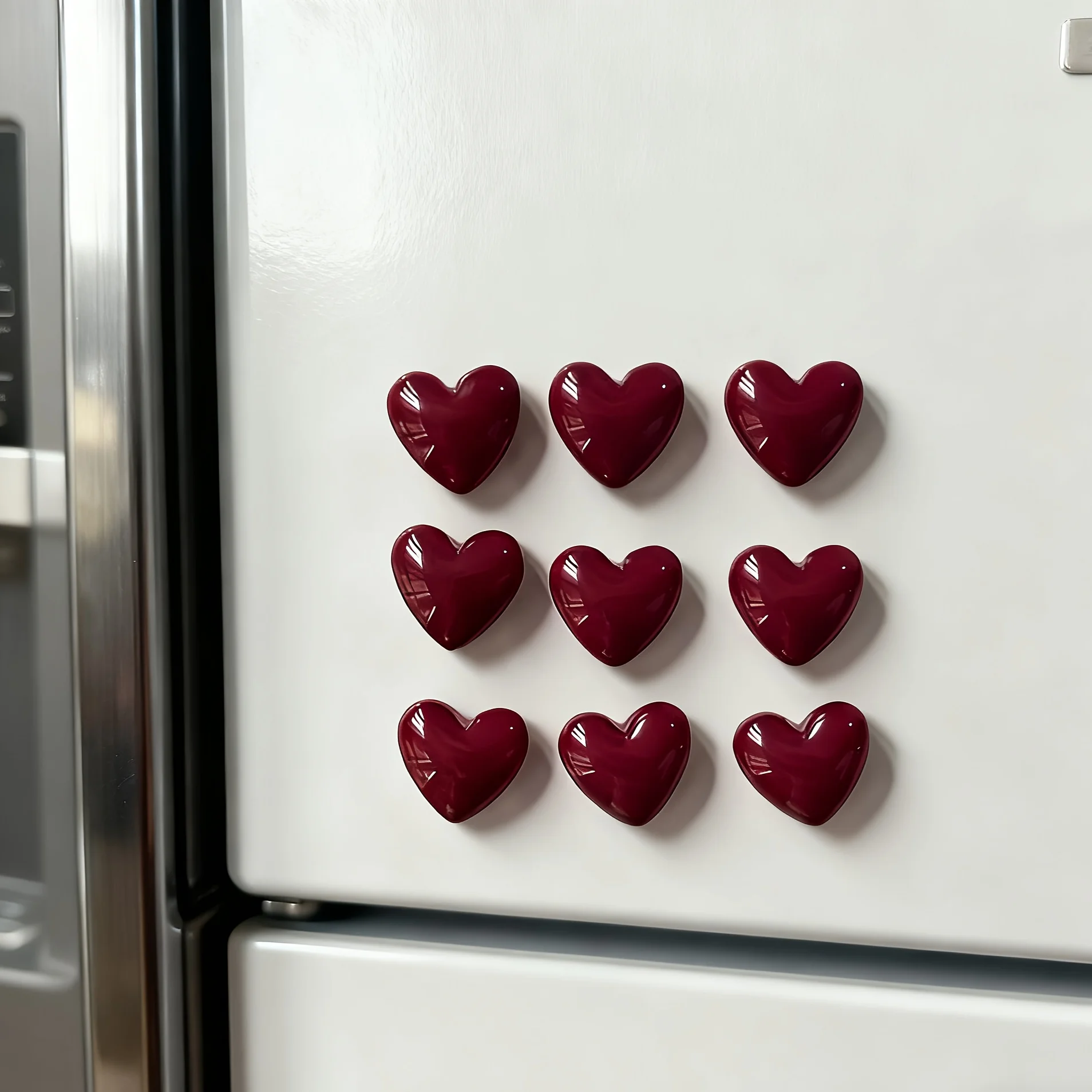 9 Adorable Red Heart-shaped Fridge Magnets, Perfect for Kitchen and Locker Decoration Ideal Gift for the Holidays